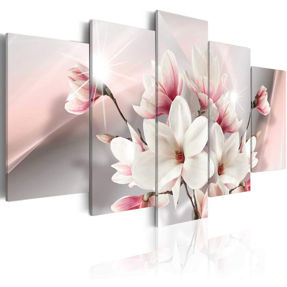 5PCS/Set Purple Green Pink Magnolia Flower Art Print Frameless Canvas Painting Wall Picture Home