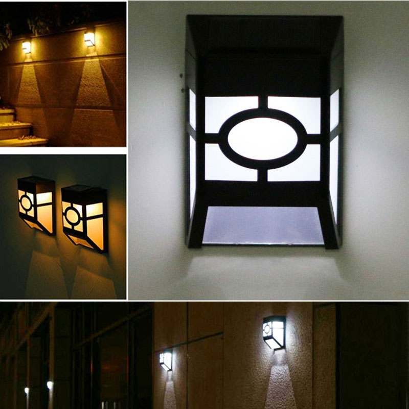 Solar Wall Lights Outdoor 2LED Solar Lantern Lights Waterproof Garden Lamp for Landscape Yard Lawn Fence Deck Roof Lighting Decoration