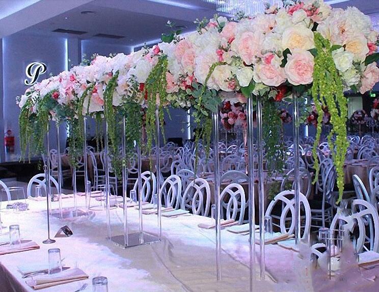 Wedding Porps Acrylic Flower Stand Crystal Vase Transparent Load Lead Table Center Frame Candle Holder Home Decoration