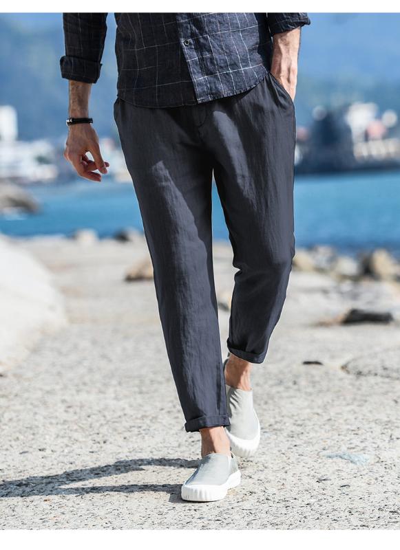 Obrix Male Linen Casual Shortened Pants Mid Waist European American Style Basic Light Summer Minimalist Pants For Men, Black
Obrix Male Linen Casual Shortened Pants Mid Waist European American Style Basic Light Summer Minimalist Pants For Men, Black