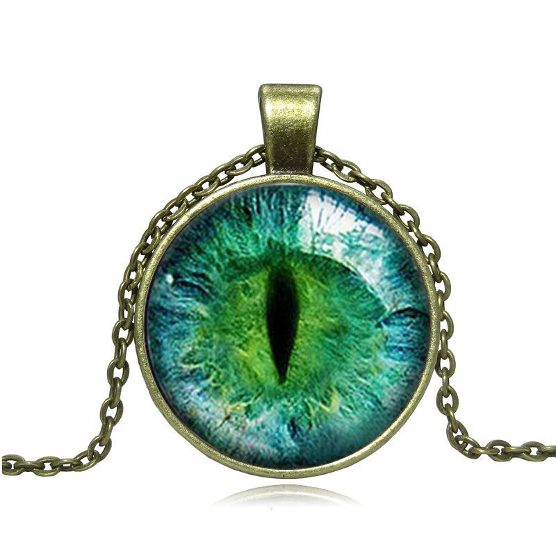 choker 2020 Vintage Jewelry Wholesale Blue Green Cat Eye Necklace Pendant Fashion Charming Rhinestone Ethnic Necklace for Men Women