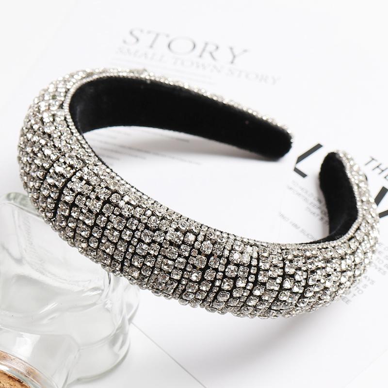Colorful Baroque Full Crystal Headband For Women Luxury Shiny Padded Diamond Hairband Hair Accessories Drop