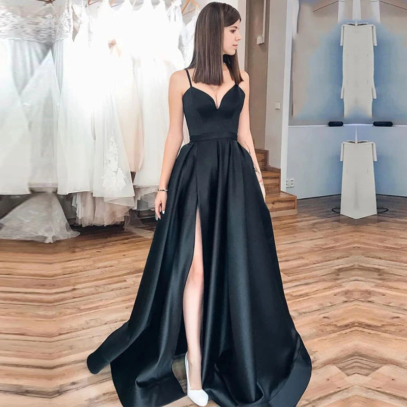 Black Side Split Prom Dresses 2020 Spaghetti Strap Open Back Long Formal Evening Party Gowns Stain vestido de noche Custom Cheap, Dark red
Black Side Split Prom Dresses 2020 Spaghetti Strap Open Back Long Formal Evening Party Gowns Stain vestido de noche Custom Cheap, Dark red