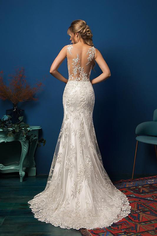 Luxury Lace Applique Mermaid Wedding Dresses with Ruffles Detachable Train 2020 Sexy V-neck Arabic Bride Wedding Gown Princess Party Dresses
