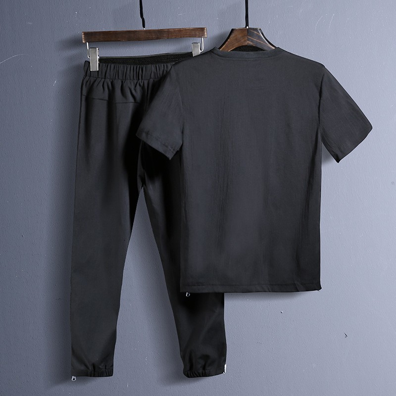 Summer Breathable Men Cotton Linen Tracksuit Casual Outside Ropa Deportiva Hombre Short Sleeve Jogging Two Piece Set Ensemble, Black
Summer Breathable Men Cotton Linen Tracksuit Casual Outside Ropa Deportiva Hombre Short Sleeve Jogging Two Piece Set Ensemble, Black