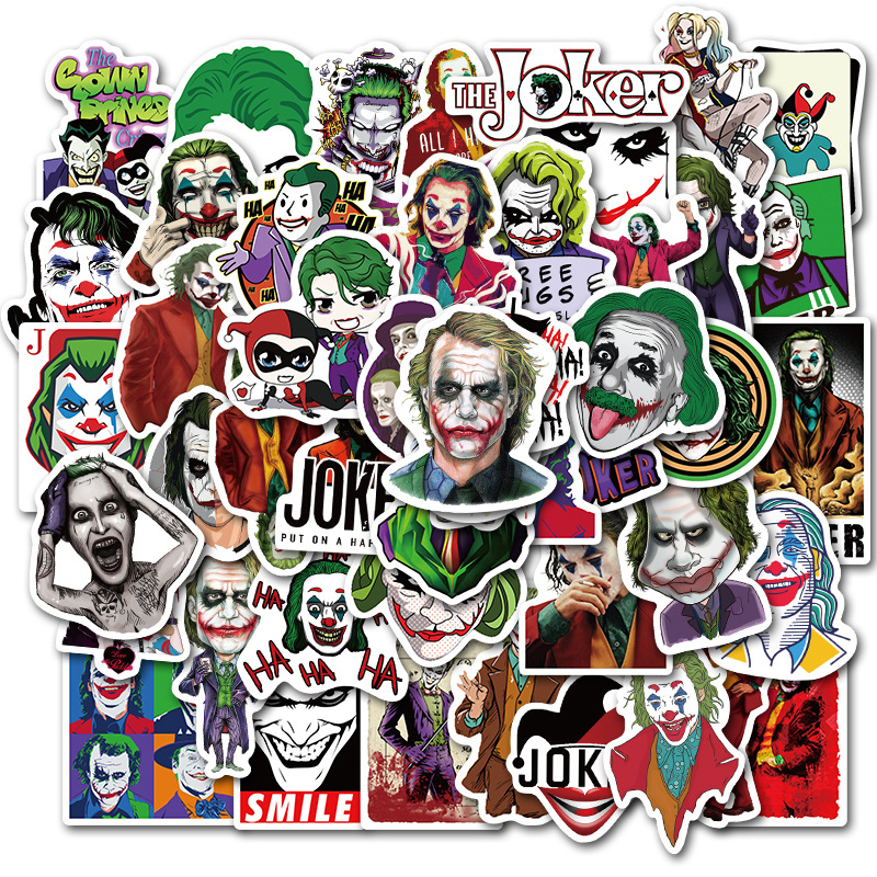 50pcs/Set Mixed Movie The Joker Cartoon Stickers Car Motorcycle Travel Luggage Phone Guitar Fridge Laptop PVC Waterproof Toy Sticker