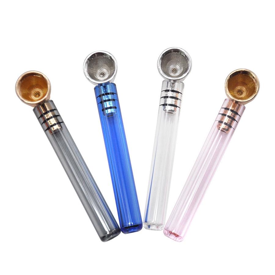 Hot Selling 14cm Length Thick Glass Hand Pipes Metal Bowls Dry Herb Tobacco Bowls Glass Oil Burners Smoking Pipes Newest
Hot Selling 14cm Length Thick Glass Hand Pipes Metal Bowls Dry Herb Tobacco Bowls Glass Oil Burners Smoking Pipes Newest
