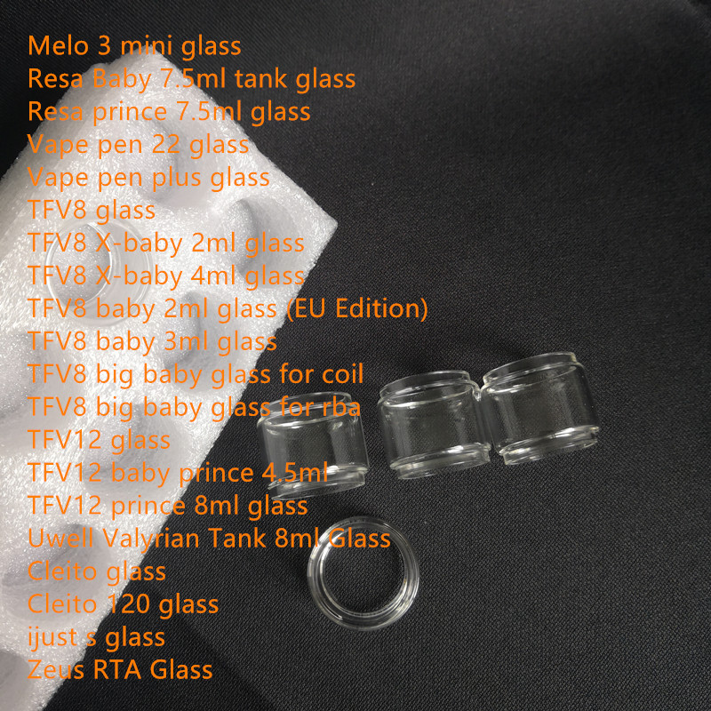10pcs Fat Extend Replacement Bulb Bubble Glass Tube for TFV12 prince Resa TFV8 RBA X-baby Vape pen 22 plus Valyrian Cleito 120 Zeu
10pcs Fat Extend Replacement Bulb Bubble Glass Tube for TFV12 prince Resa TFV8 RBA X-baby Vape pen 22 plus Valyrian Cleito 120 Zeu
