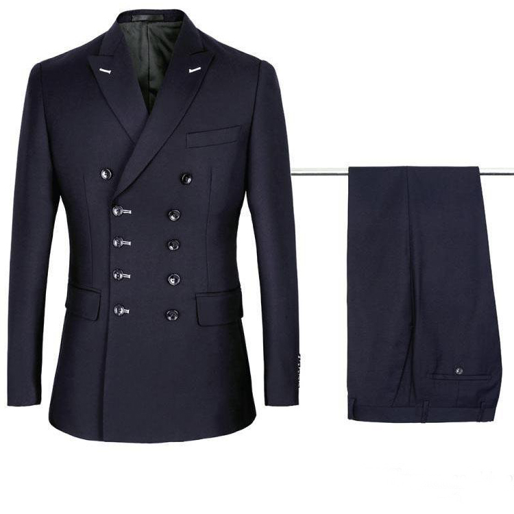 Latest Design Black Men Suits Double-Breasted Groom Wear Wedding Tuxedos Slim Fit Formal Blazers Custom Made (Jacket+Pants)