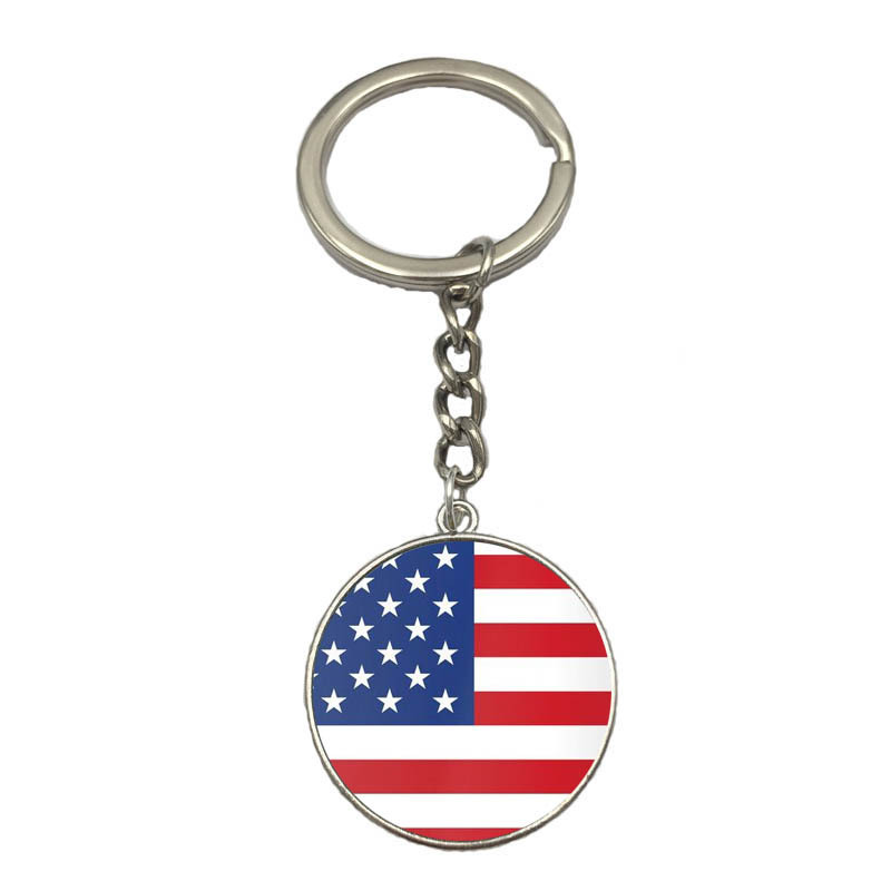 France Poland Puerto Rico Montenegro China Angola Senegal Philippines Japan Glass Cabochon National Flag Keychain Key Ring Gift