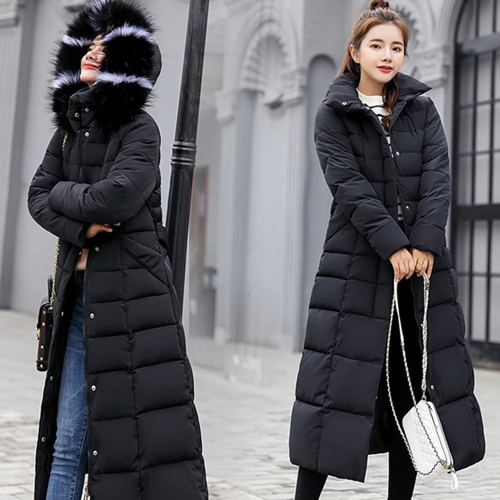 Winter Women Down Jacket Long Hooded 2019 Fashion Snow Clothing Warm Cotton-padded Long Sleeve Parkas Down Coat For Female #734 SH190920