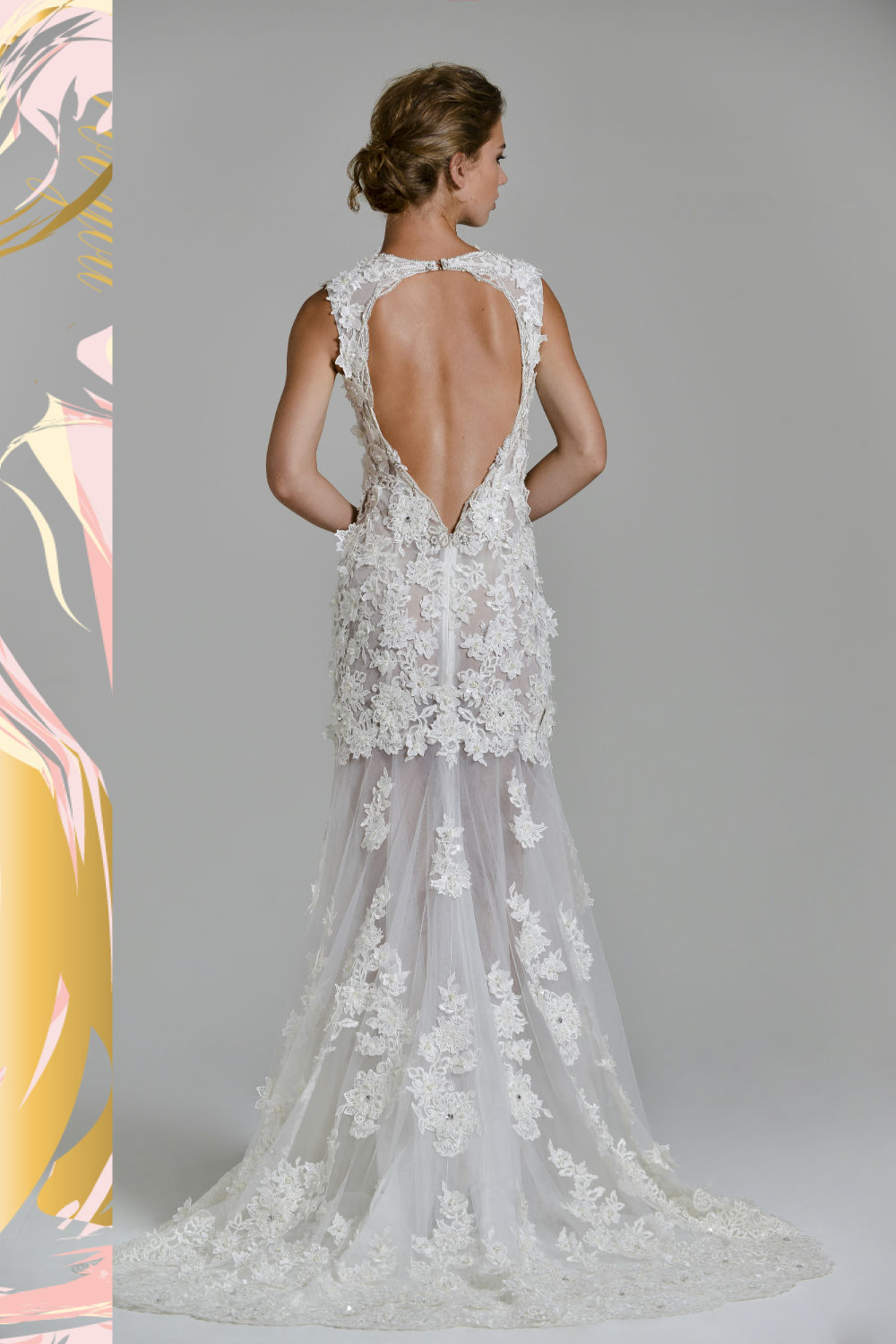 Mermaid Wedding Dresses Deep V Neck Lace 3D Floral Appliques Rhinestones Hollow Back Sweep Train Country Wedding Dress Plus Size Bridal Gown