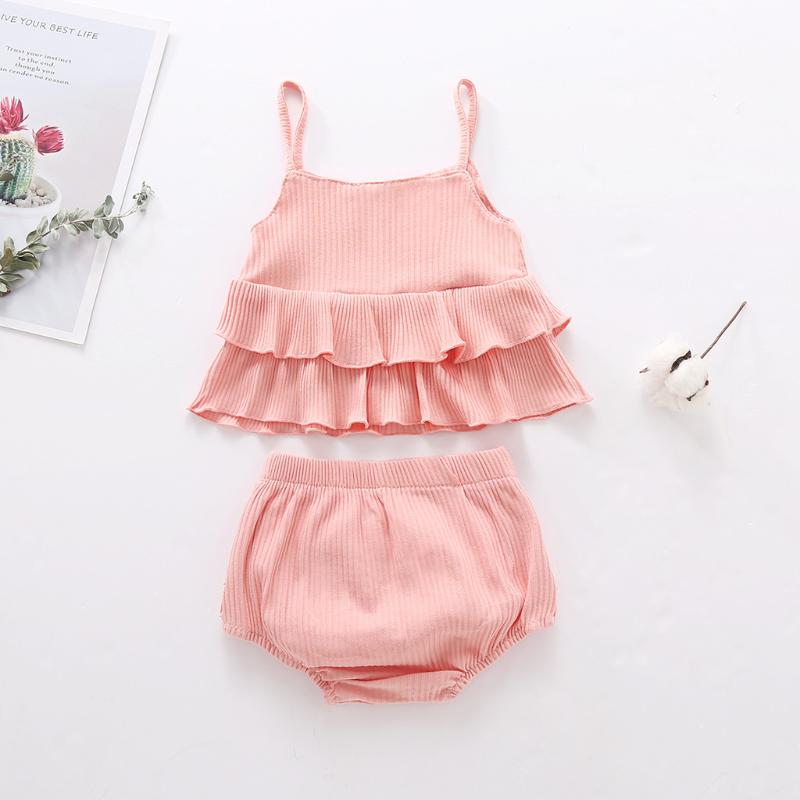 2pcs Infant Baby Girls Rompers Ruffles Solid Color Suspender Vest Tops+Shorts Outfits Set Sleeveles Clothing 2020 ensemble, Pink
2pcs Infant Baby Girls Rompers Ruffles Solid Color Suspender Vest Tops+Shorts Outfits Set Sleeveles Clothing 2020 ensemble, Pink
