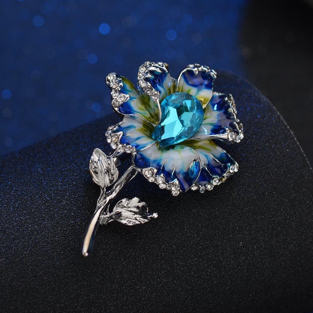 Fashion Rose Flower Crystal Brooches For Women 2019 Dress Scarf Brooch Pins Jewelry Fine Accessories b206