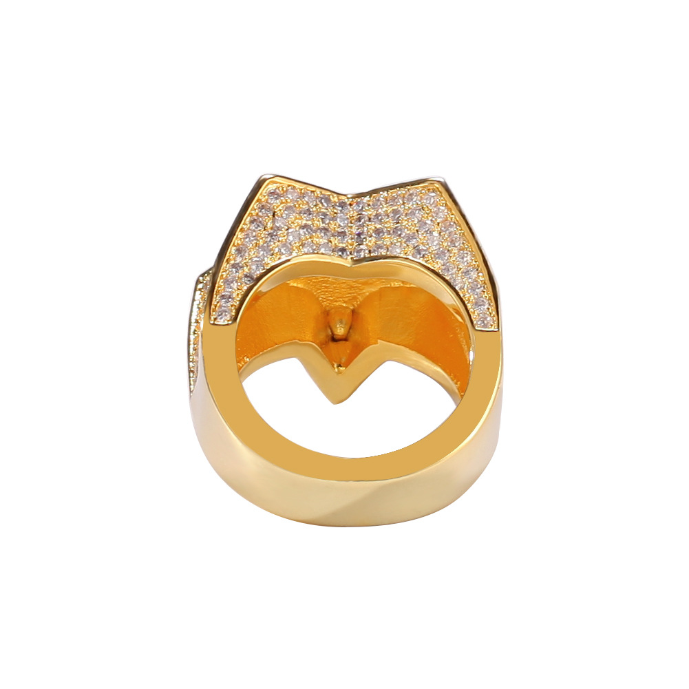 Wholesale-Men's Zircon Star Ring Sapphire Pentagon Ring Euramerican Hip Hop Fashion Accessories Copper Zircon
