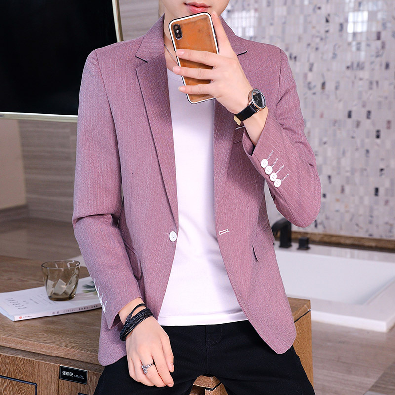 Striped suits the new men's spring 2020 cultivate one's morality youth trend colours leisure suit, Brown
Striped suits the new men's spring 2020 cultivate one's morality youth trend colours leisure suit, Brown