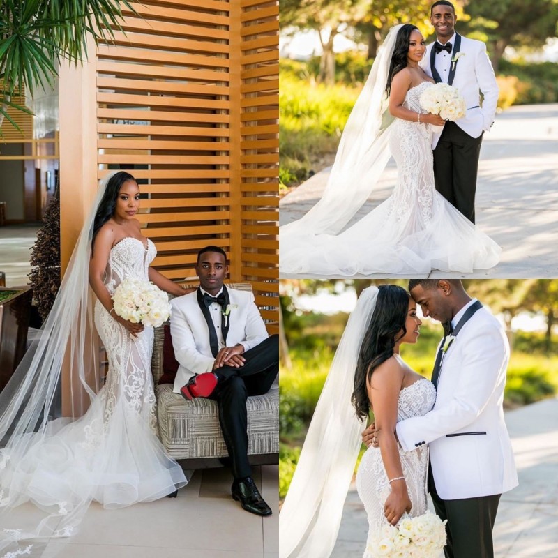 Plus Size Mermaid Dresses Sweetheart Trumpet Lace Applique Wedding Gowns vestido de novia Sweep Train Bridal Dress Custom Made