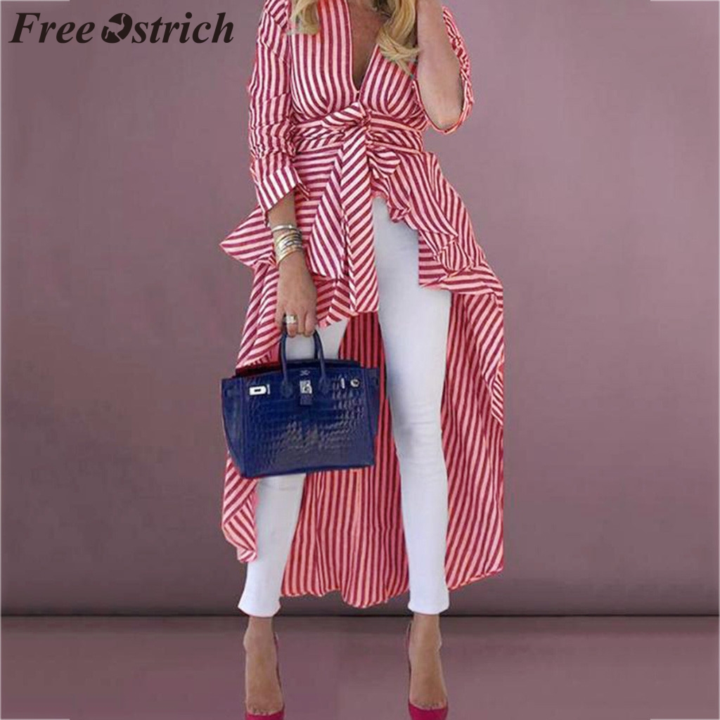 FREE OSTRICH Womens Tops And Blouses Striped Printed Tie Long Section V-Neck Large Size Expensive Fashion Blouses Woman 2019, Blue
FREE OSTRICH Womens Tops And Blouses Striped Printed Tie Long Section V-Neck Large Size Expensive Fashion Blouses Woman 2019, Blue