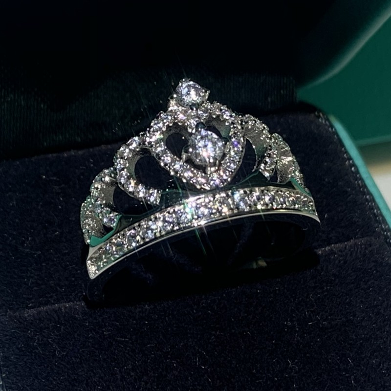 New Crown Wedding Couple Rings Fashion Jewelry 925 Sterling Silver Round Cut White 5A Cubic Zircon Promise Women Engagement Band Ring Gift