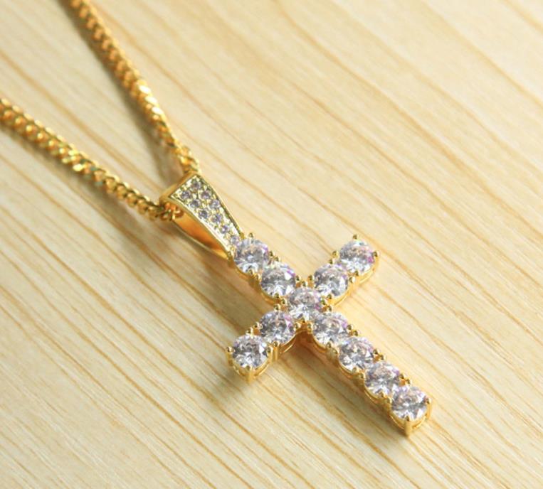 Hip Hop Cross Pendant Necklace With 60cm Chain For Men and Women Copper Iced Out Cubic Zircon Bling Men Jewelry N340