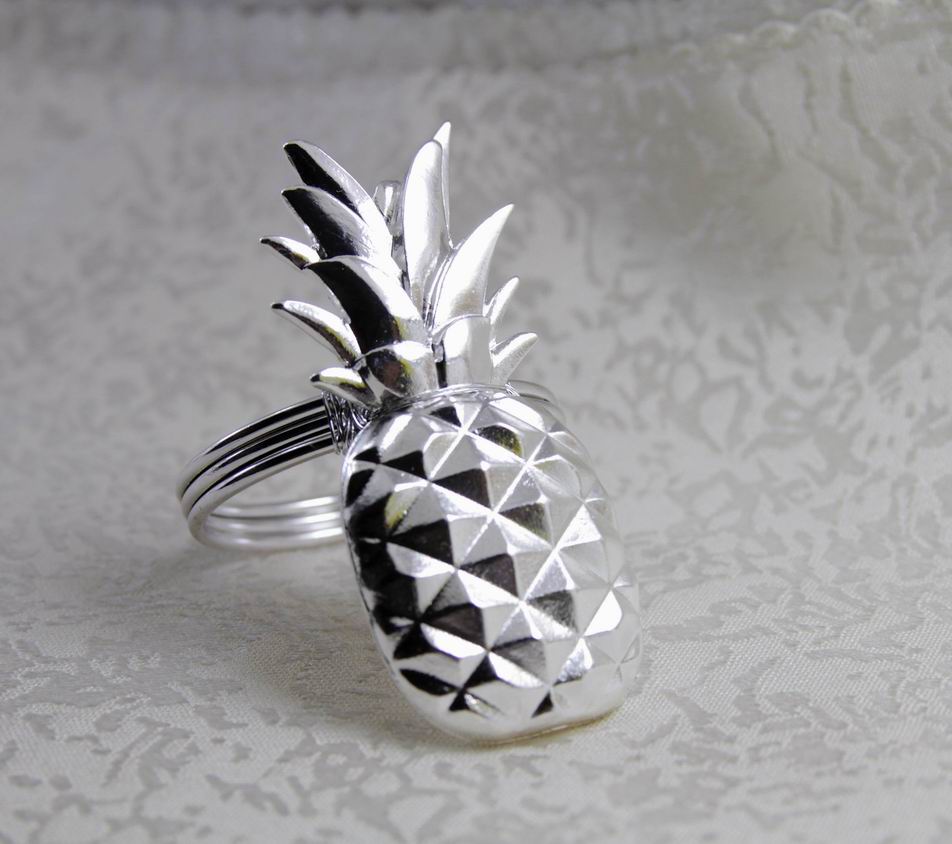 metal napkin ring pineapple shape napkin holder for wedding decoration gold silver 24 pcs free shipping