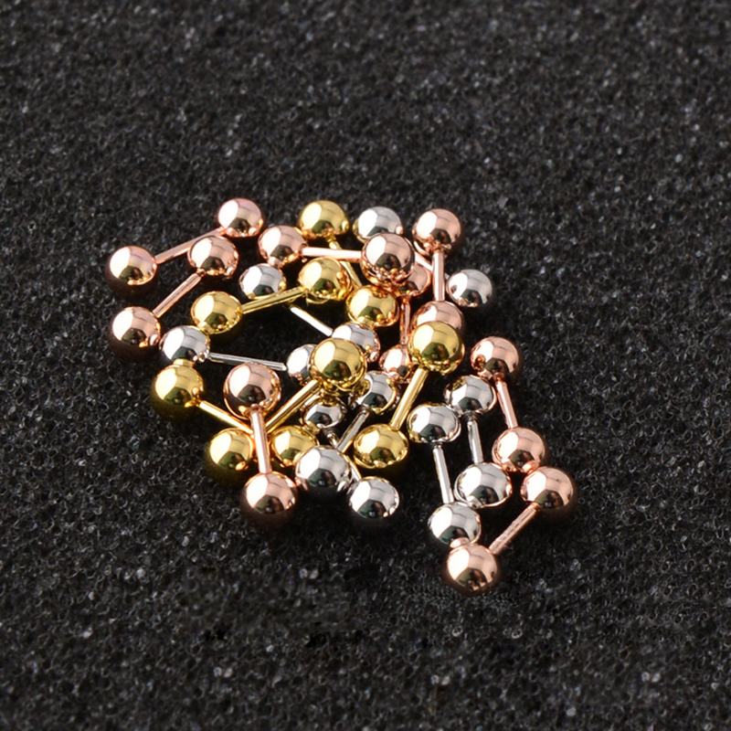 4MM Round Ball Screwback Stianless Steel Stud Earring Dumbbell Ear Bone Nail Jewelry Gold/Silver/Rose Gold Wholesale