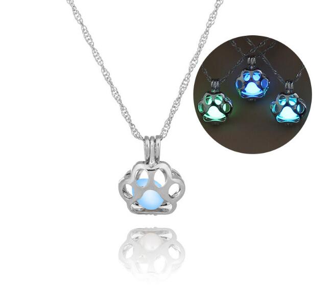3 colors Glow In The Dark Dog Paw Prints Pendant Necklace Hollow Pearl Cages Pendant luminous Stone Design Necklaces For Women Jewelry Gift, Silver
3 colors Glow In The Dark Dog Paw Prints Pendant Necklace Hollow Pearl Cages Pendant luminous Stone Design Necklaces For Women Jewelry Gift, Silver