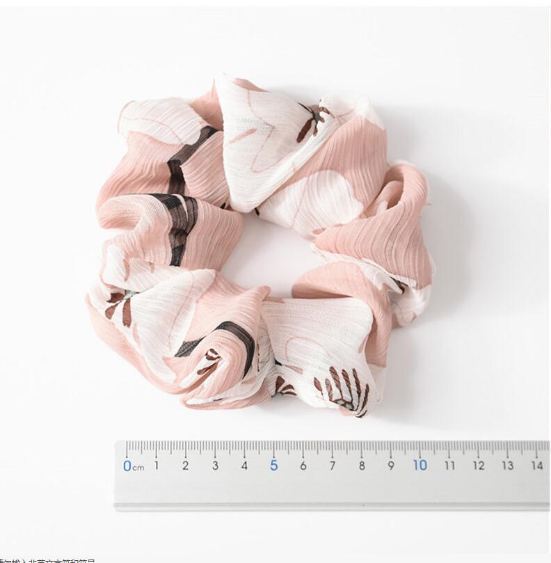 Spring Flower Headbands Hair Scrunchies Ponytail Holder Soft Stretchy Hair Ties Vintage Elastics Bands for Girls Accessories
