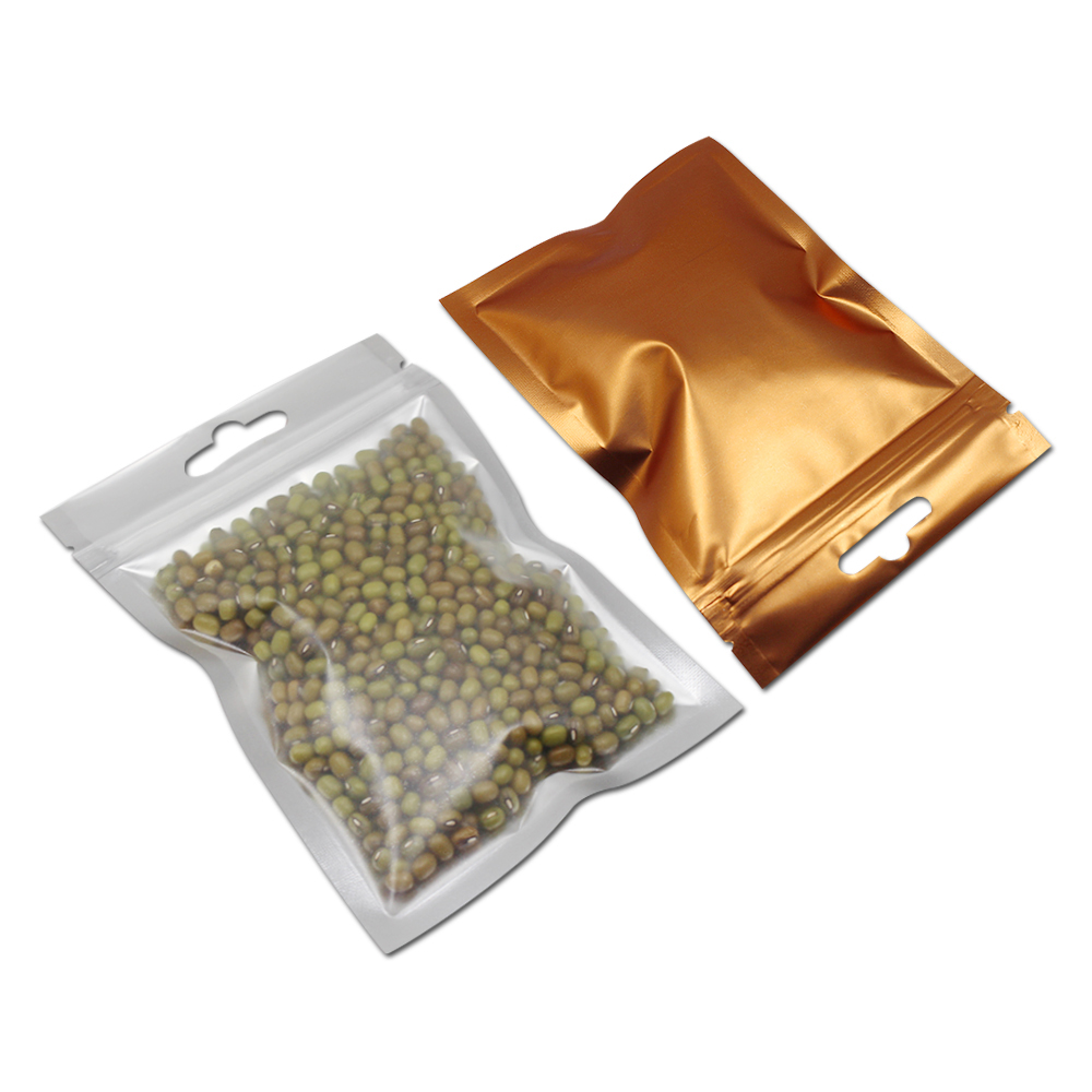 Front Clear Plastic Back Matte Colorful Aluminum Foil Bag Package Bag Jewelry Craft Gifts Mylar Storage Pouch Hang Hole