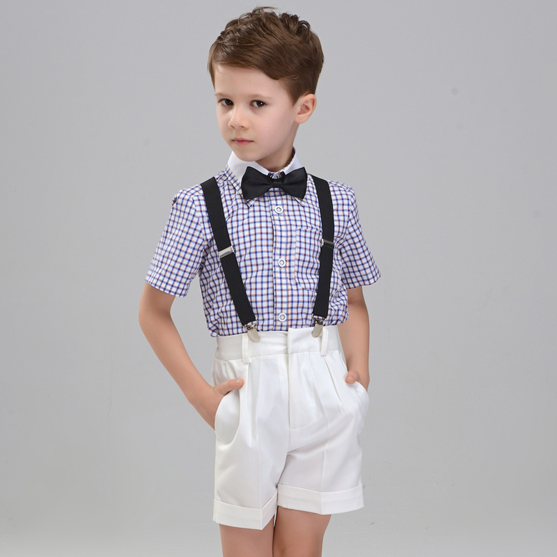 Short Sleeve 4pcs/set(Strap+Shirts+Pants+Bowtie) Chorus Plaid Handsome Summer Boys Show/Performance/Wedding Groom Blazers Sets
Short Sleeve 4pcs/set(Strap+Shirts+Pants+Bowtie) Chorus Plaid Handsome Summer Boys Show/Performance/Wedding Groom Blazers Sets
