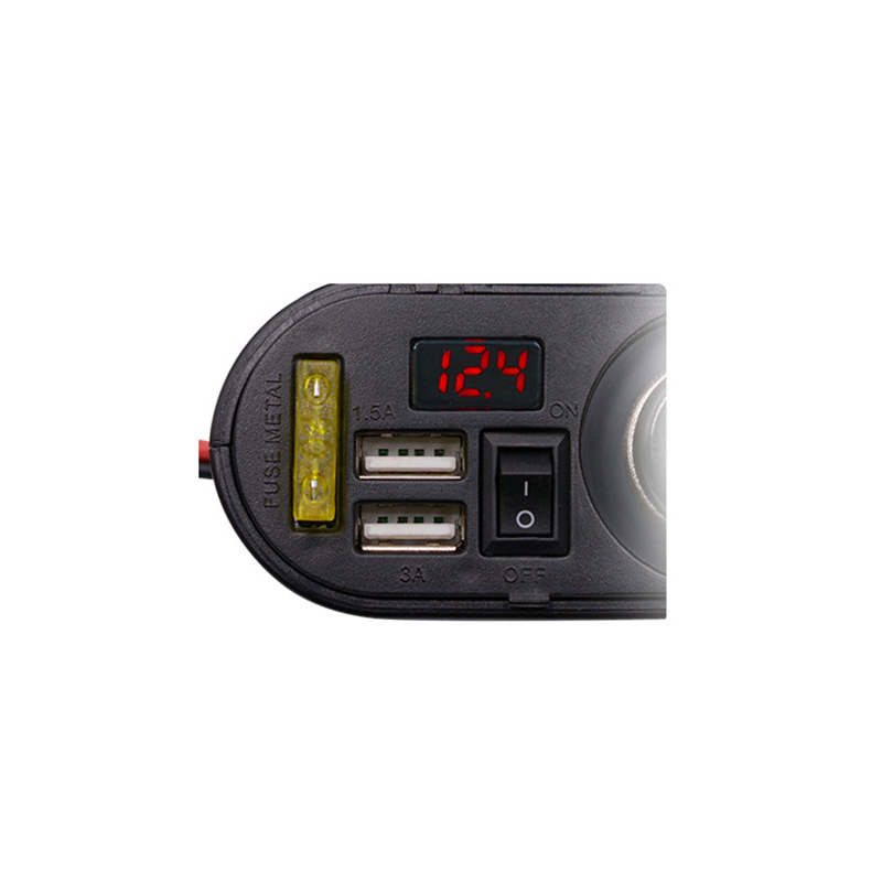 Socket Kit 12V 24V Waterproof Motorcycle Cigarette Cigar Lighter Sockets Motorbike Phone USB Charger With Voltmeter Electronic Clock ATV Scooter