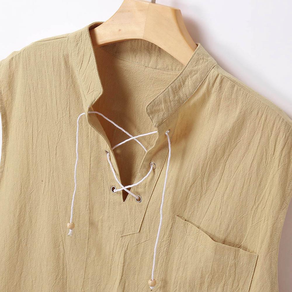 Wholesale-Fashion Men's Summer Slim Casual Multicolor Cotton Linen Short-sleeved Shirt loose Vest Large Open-Forked Male Vest tank top