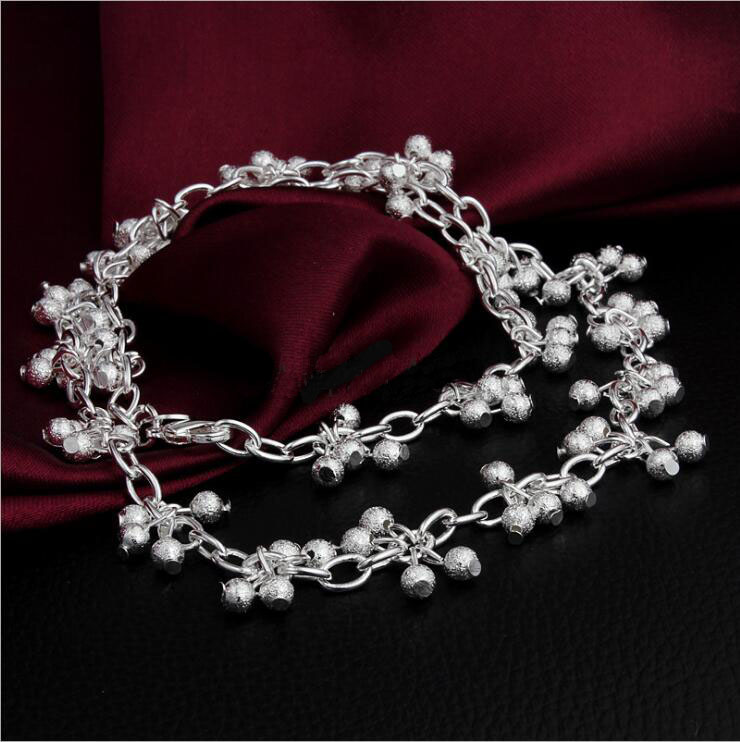 Hot sale Hanging Sand Pearl Grape Necklace sterling silver plate necklace STSN198,wholesale fashion 925 silver Chains necklace factory