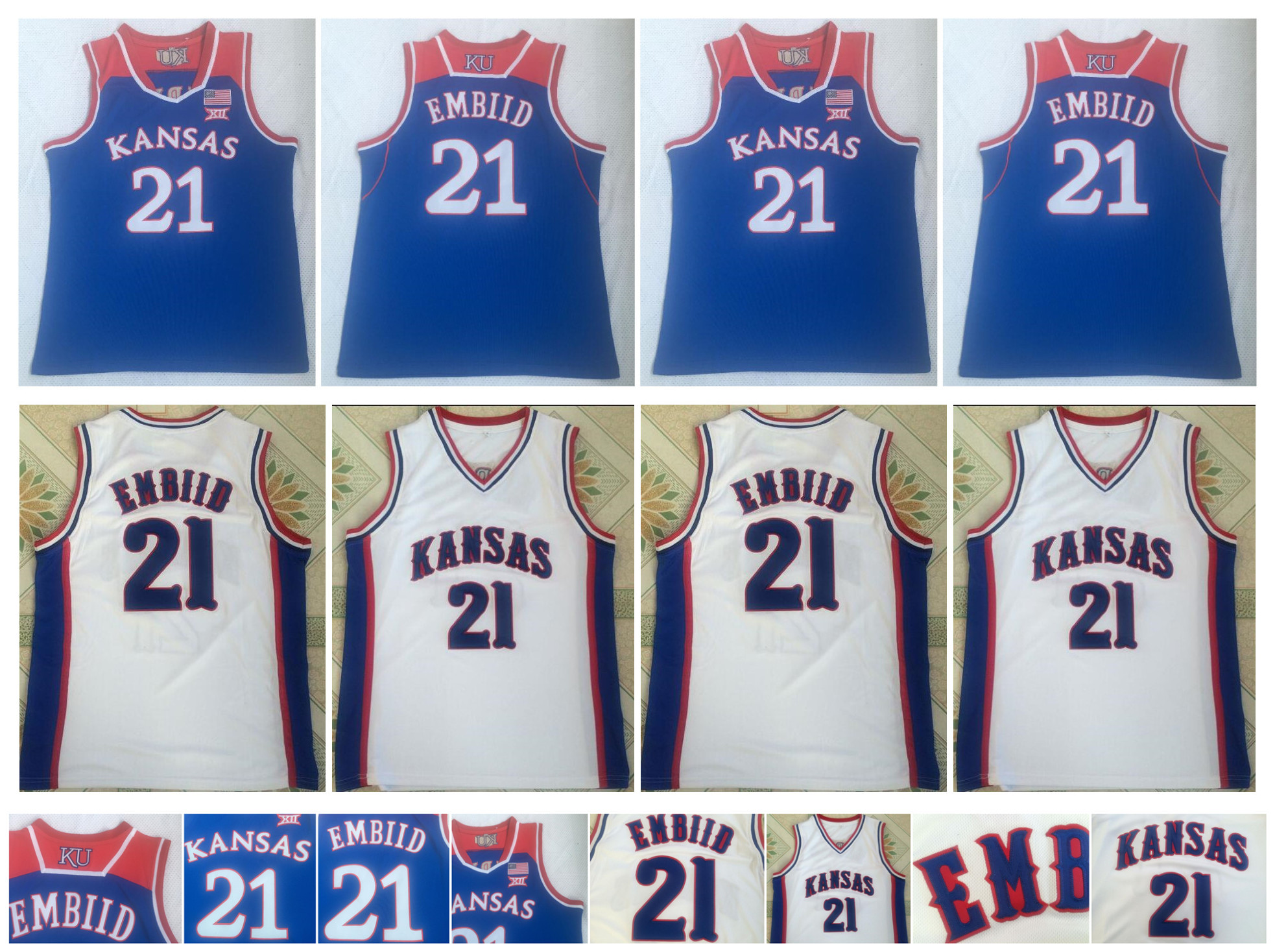 Joel 21 Embiid Jersey NCAA Kansas Jayhawks College Basketball Jerseys Blue White Sport Shirt Top Quality ! -XXL
Joel 21 Embiid Jersey NCAA Kansas Jayhawks College Basketball Jerseys Blue White Sport Shirt Top Quality ! -XXL