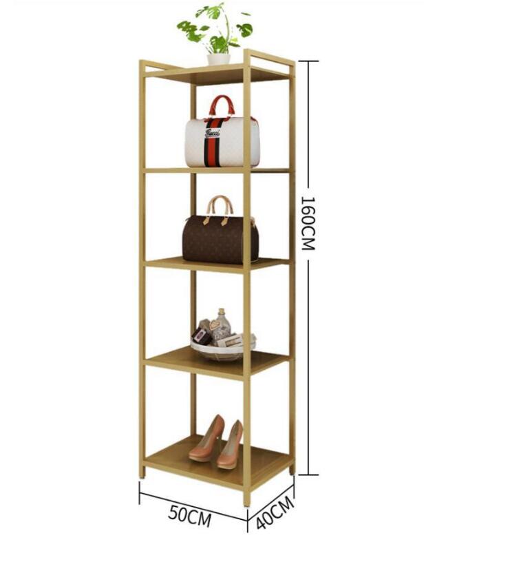 Golden custom color clothing racks Bedroom Furniture Landing coat hanger in cloth stores Iron Hat Frame rack multi-functional shoe shelf