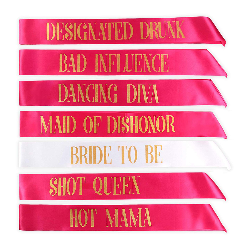 7pcs lot Bachelorette Sashes Bride to Be Sash Wedding Bridal Bachelorette Party Decorations Supplies Favors Short Queen Mama335V3328653