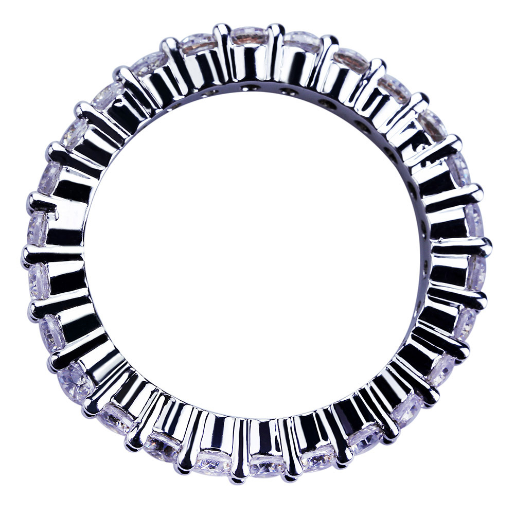 New CZ Zirconia Tennis Finger Rings White Gold Plated Full Diamond Iced Out Wedding Engagement Hip Hop Rock Rapper Jewelry Gifts for Men and Women Siz