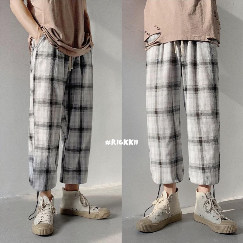 Summer Thin Section Plaid Pants Men's Fashion Retro Casual Pants Men Streetwear Wild Loose Cotton Linen Straight M-5XL, Black
Summer Thin Section Plaid Pants Men's Fashion Retro Casual Pants Men Streetwear Wild Loose Cotton Linen Straight M-5XL, Black