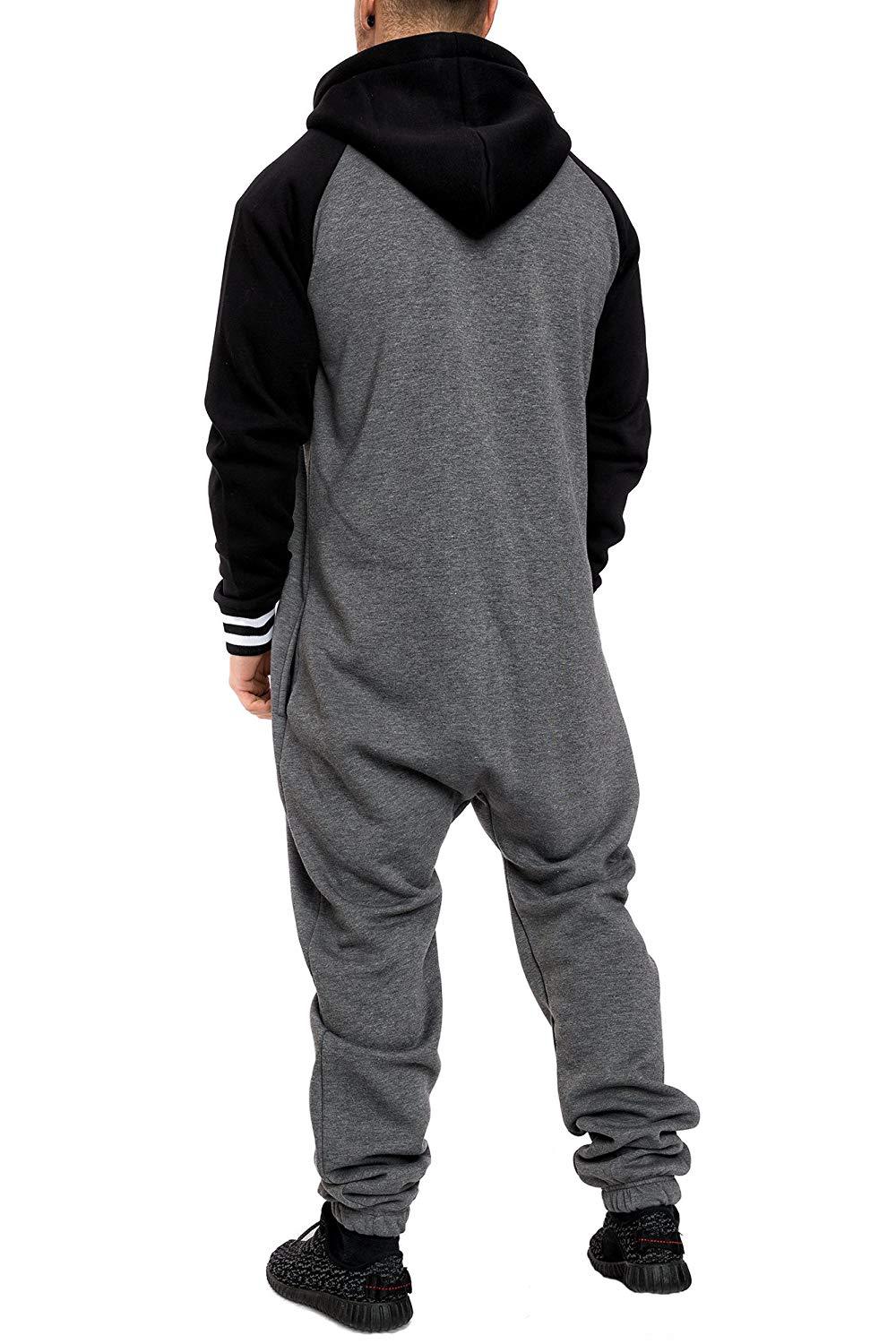 Mens Jumpsuit Stitching Plus Velvet Tracksuit Hooded Pullover Sweatshirt Sport Suit Training Gym Fitness Tracksuits Running Set