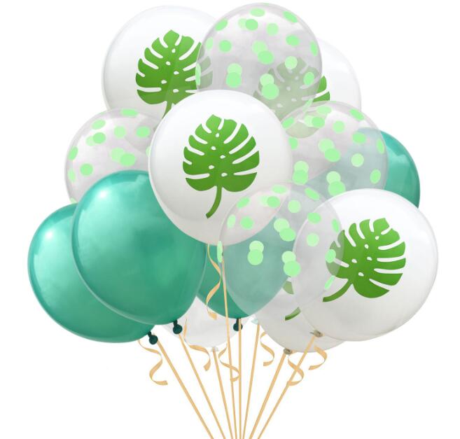 Hawaii Party Theme Balloons Set 12 inch Flamingo Pinapple Leave Printed Dot Balloons Party Decoration 15pcs/set