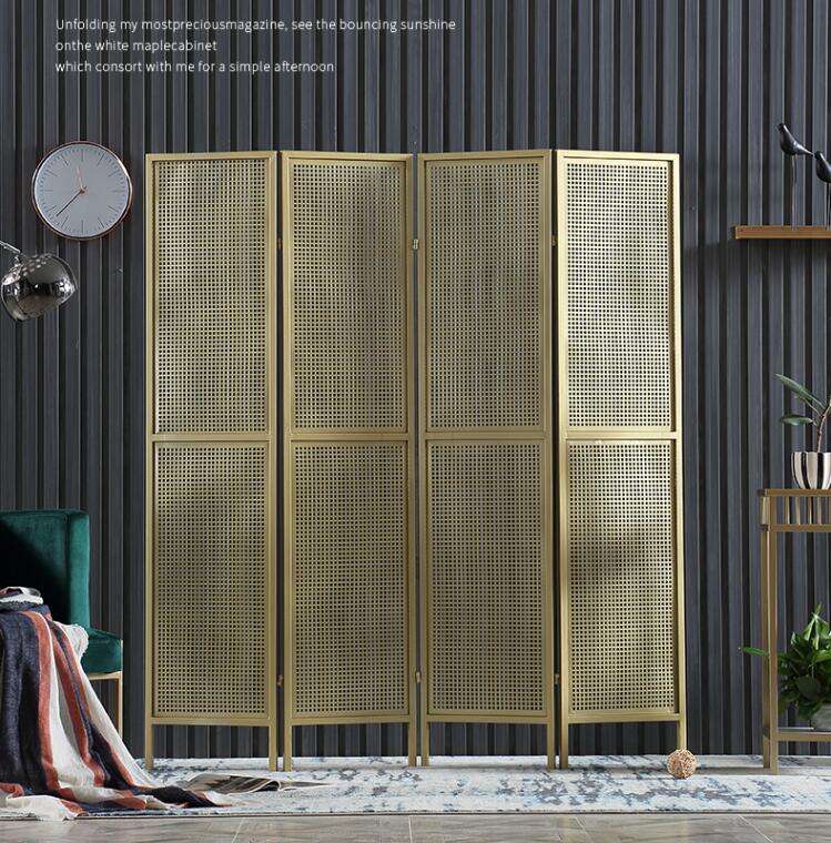 Openwork Screen iron partition living Room Dividers decoration mobile folding simple small house push-pull screens