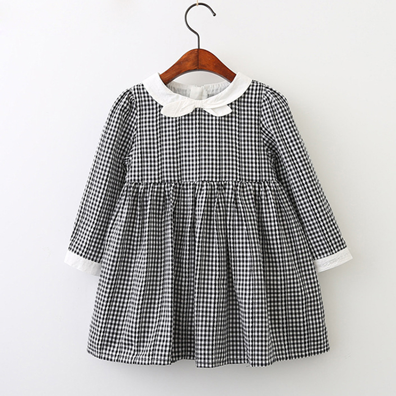 Girls Dress 2020 New Spring / Autumn England Style Lace Long Sleeve Shirt + Plaid Strap Dress For Princesss 3-7 Years
