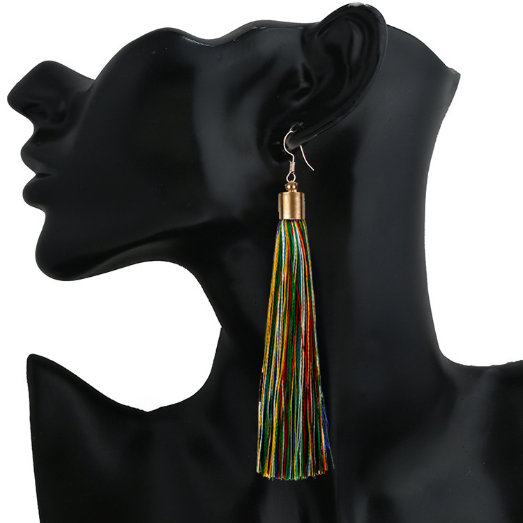 Women's long tassel pendant earrings girls tassel earrings elegant temperament Valentine's Day birthday party wild gift