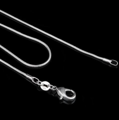 925 Sterling Silver Plated Snake Chain Necklaces for Woman Lobster Clasps Smooth Chain Statement Jewelry Size 1mm 16 18 20 22 24 inch GB1290