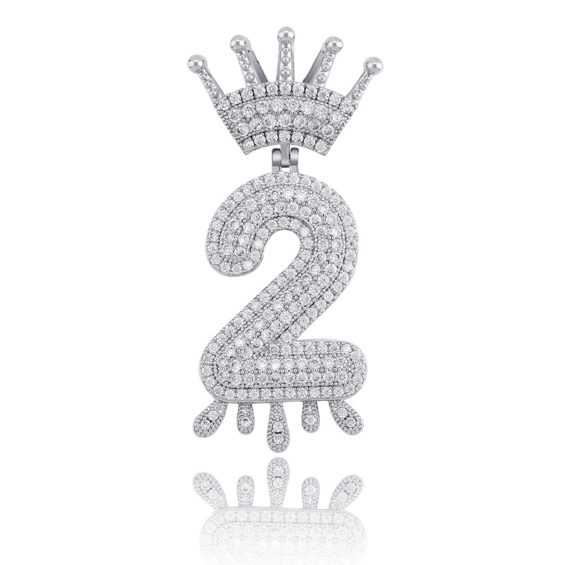 Iced Out Pendant Hip Hop Jewelry Men Luxury Designer Necklace Mens Diamond Chain Pendant Bling Number Rapper Hiphop Gold Silver Ch