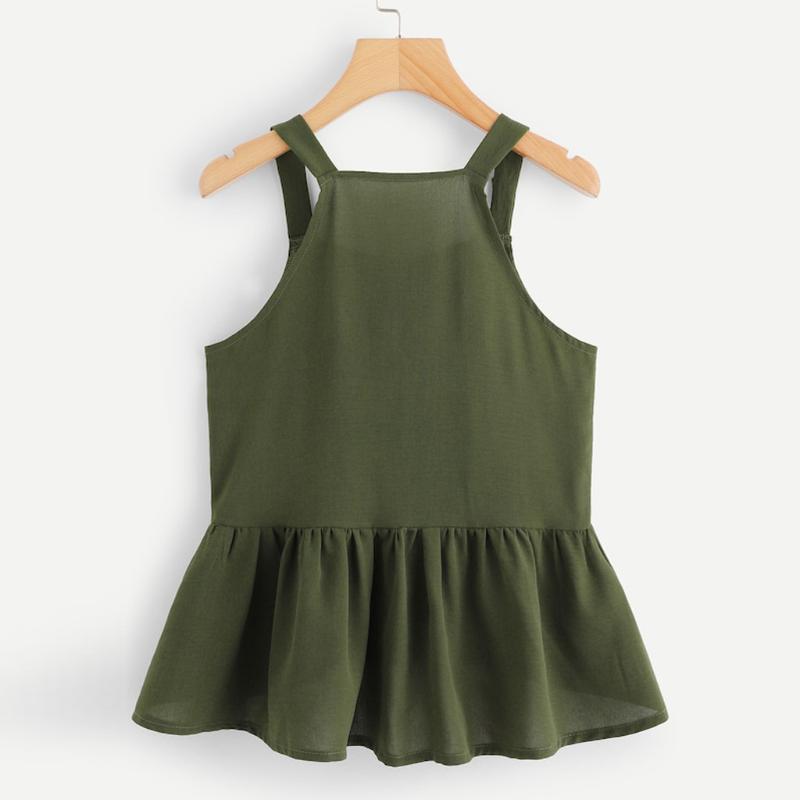 2020 new Daily clothes Women Casual Camis tops Fashion Sleeveless Single Breasted top Freppy Ruffle Hem Top cropped feminino#g30, Green
2020 new Daily clothes Women Casual Camis tops Fashion Sleeveless Single Breasted top Freppy Ruffle Hem Top cropped feminino#g30, Green
