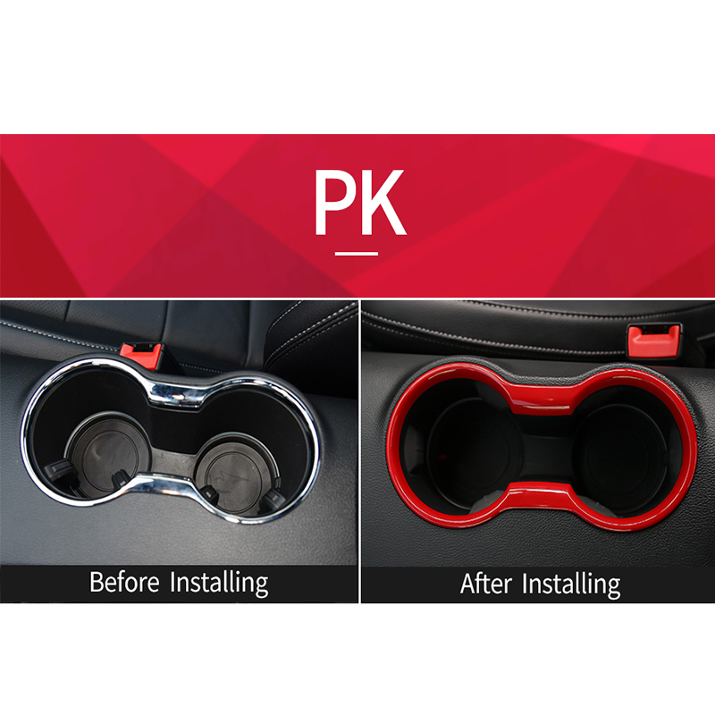 ABS Car Cup Holder Ring Decoration Cover For Ford Mustang 15+ Interior Accessories