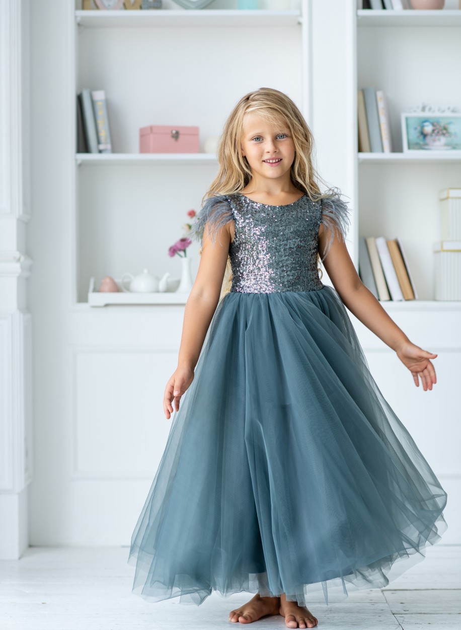 2020 Cute Girls Pageant Dresses Sleeveless Feather Sequins Ankle Length Flower Girl Dresses For Wedding First Communion Gowns Custom Made