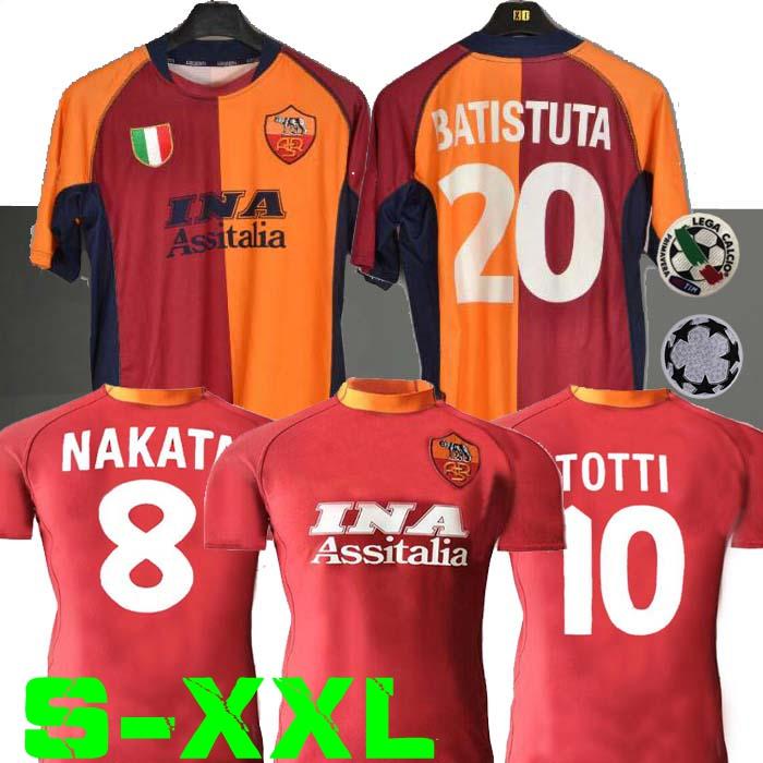 2000 2001 RETRO roma soccer jersey 00 01 TOTTI BATISTUTA Candela Montella shirt classic commemorate Collection 2002 rome Maglia da calcio, 2000/01
2000 2001 RETRO roma soccer jersey 00 01 TOTTI BATISTUTA Candela Montella shirt classic commemorate Collection 2002 rome Maglia da calcio, 2000/01