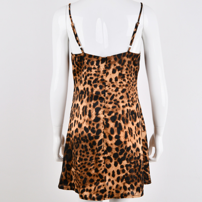 2018 Sexy Woman Leopard Dresses Mujer Clothing Sleeveless Slim Fit Ladies Party Club Dress Mini Bodycon Backless Femme Camisole Y19012102
